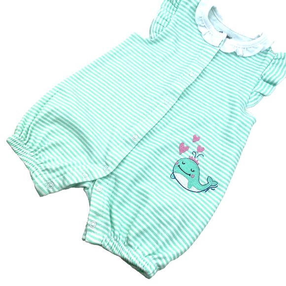 Baby One PIece Size 9m Girls Whale Snap Buttons Summer Children Infant Kids - Picture 6 of 6